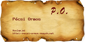Pécsi Ormos névjegykártya